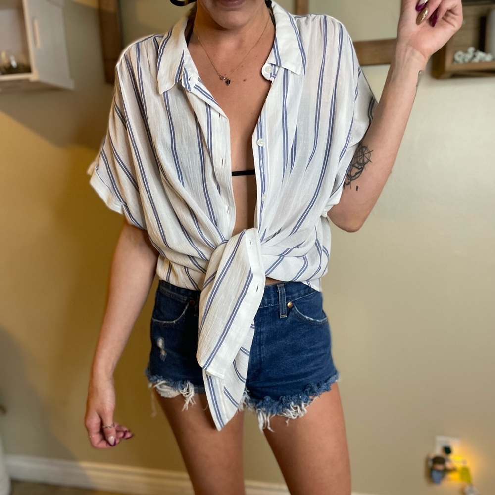 Button down cotton linen shirt